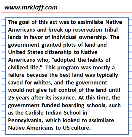 Dawes Act APUSH, US History - Mr. Klaff